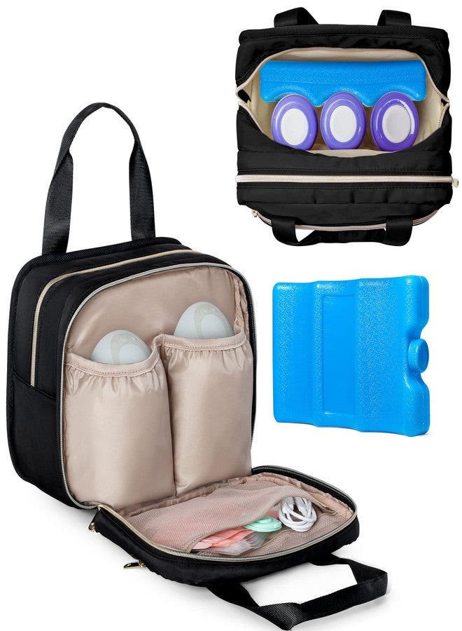 Fasrom Wearable Breast Pump Bag with Cooler and Ice Pack Compatible with Momcozy, Medela and Elvie Pumps, Insulated Pump Carrying Case to Hold Extra Pump Parts, Black (Patent Design) - Image 1
